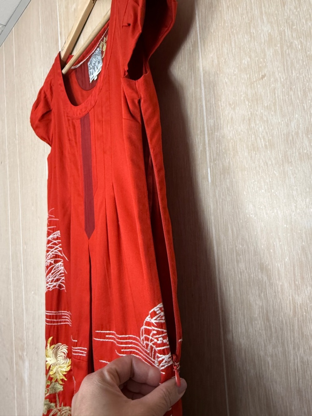 Anthropologie Floreat Red Floral & Crane Mini Dress - Picture 5 of 6